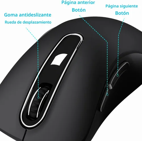 Vista 4 de memzuoix Ratón inalámbrico de 2.4G, mouse de computadora de 1400 DPI con receptor USB, ratones USB inalámbricos portátiles a batería para laptop