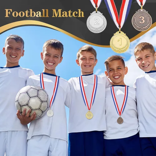 Vista 4 de Sasylvia 240 piezas de medallas de metal para niños y adultos, medalla de plata de oro a granel, 1, 2, 3 medallas ganadoras de premios