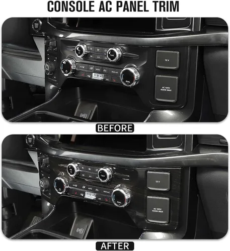 Vista 7 de Jimen Compatible con Ford F150 2021-2023, cubierta del panel de control de aire acondicionado de consola central (grano de madera negra)