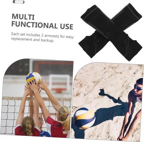 Vista 7 de Deportes Brazo Protectores Voleibol Antebrazo Mangas Conjunto Hombres Mangas de Compresión Cobertura Extendida Negro