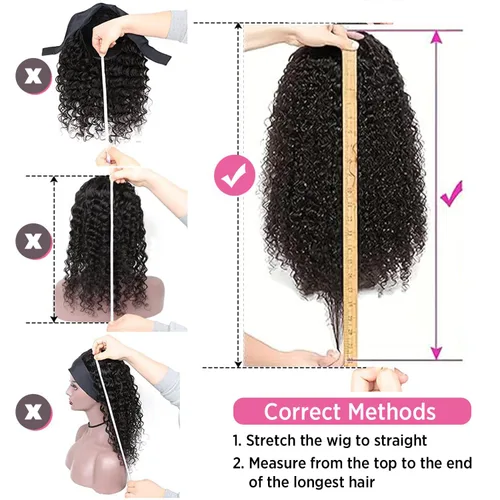 Vista 6 de Boopwine Peluca de cabello humano rizado con diadema para mujeres negras, 28 pulgadas, sin pegamento, sin encaje frontal, peluca de cabello virgen