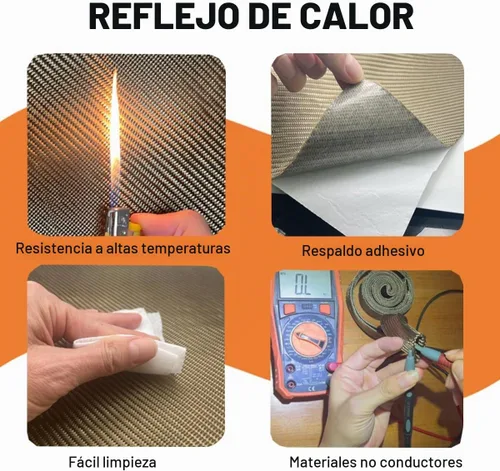 Vista 2 de Cinta adhesiva con respaldo de titanio para protector térmico de escape para pared detrás de la parrilla, protección de alta temperatura de 2500