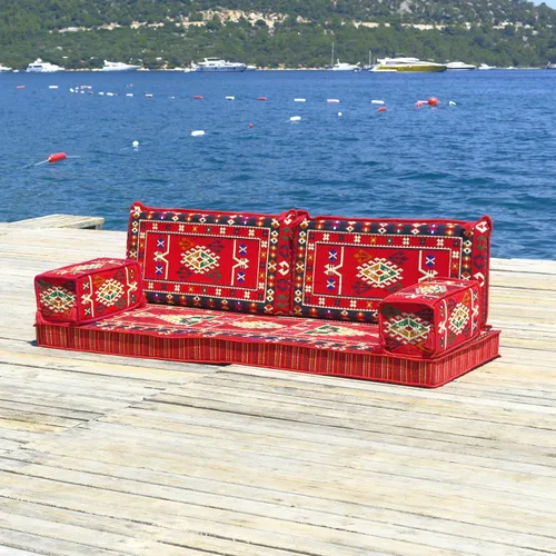 Vista 3 de Arabic Majlis - Sofá de asiento de piso de 75 x 27 x 4 pulgadas para sala de estar, sofás de colchón árabe, Diwan marroquí oriental, muebles