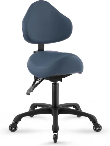 Vista 10 de Silla neumática giratoria con ruedas y respaldo ergonómico para Negro