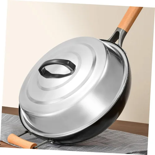 Vista 8 de Tapa redonda de acero inoxidable para cocinar al vapor para cocinar a la plancha y parrilla, utensilios de cocina versátiles para parrilla superior