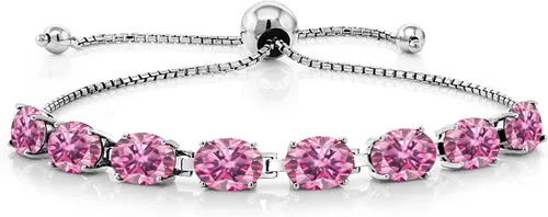 Vista 147 de Gem Stone King Pulsera de plata de ley 925 con piedra natal ovalada de 0.276 x 0.197 in para mujer, totalmente ajustable hasta 9 pulgadas