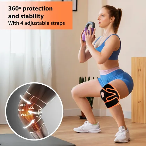 Vista 3 de Rodillera con estabilizadores laterales y almohadillas de gel para rótula, soporte de rodilla de compresión para hombres y mujeres, alivio del dolor