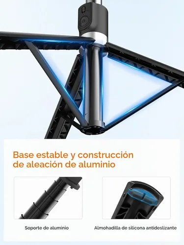 Vista 10 de Trípode para teléfono y palo para selfie, trípode extensible todo en uno de aluminio de 74.8 in para smartphone Negro