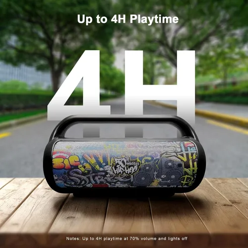 Vista 5 de Altavoces Bluetooth, altavoz inalámbrico portátil de 40 W de potencia máxima Boombox con luces de sonido HD, resistente al agua, tiempo