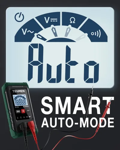 Vista 4 de Multímetro digital TM-510, 4000 cuentas, medición inteligente, voltímetro de rango automático; probador de voltaje con función de voltaje sin