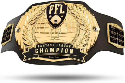 Vista 11 de TrophySmack Cinturón de campeonato de fútbol de fantasía – Cinturón de campeonato perpetuo de 12 años con grabados opcionales (Oro o Plata)