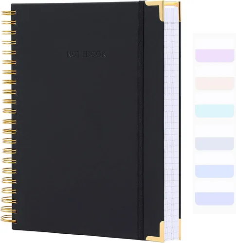 Vista 13 de Cuaderno de espiral, diario de cuero de tapa dura para mujeres y hombres, cuadernos gruesos de 300 páginas con rayas universitarias para el trabajo