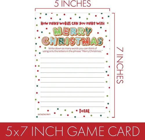 Vista 5 de DISTINCTIVS Juegos de Fiesta de Navidad, (Paquete de 2 Juegos) - Trivia de Todo sobre Navidad y Juego de Palabras Anagramas - 25 Tarjetas de Doble