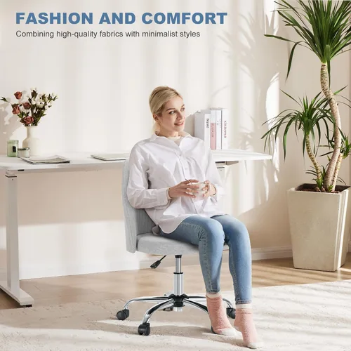 Vista 3 de DUMOS Silla de oficina en casa, cómoda silla de escritorio con ruedas Gris