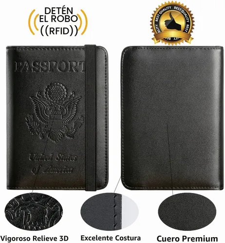 Vista 4 de Passport Holder, Travel Essentials, Passport Cover, RFID Travel Wallet 113#Negro