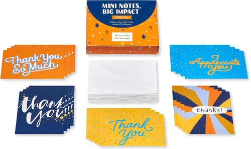 Vista 4 de American Greetings Mini notas de agradecimiento y sobres, brillantes y coloridos (20 unidades)