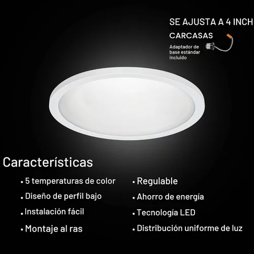 Vista 3 de Feit Electric Lámpara LED de techo empotrada, se adapta a latas de 4 pulgadas, 5CCT, 1 paquete