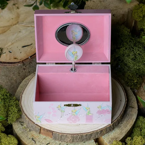 Vista 4 de Happy Homewares Peter Pan Tinkerbell Pink Pixie Dust Glitter - Joyero musical para una niña o amante - Con licencia