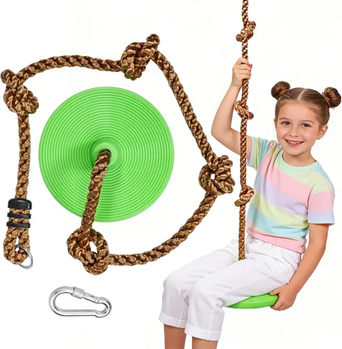 Vista 15 de REDCAMP Columpios de cuerda de escalada para árboles, asiento de columpio de disco de plástico resistente para niños y adultos con correa