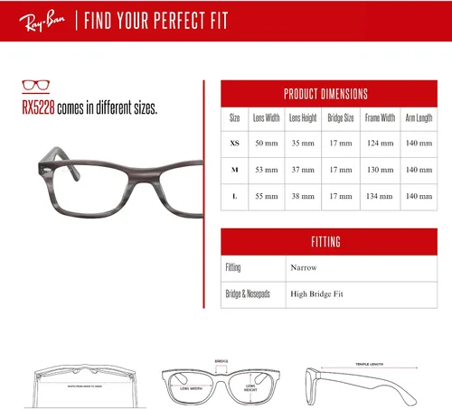 Vista 4 de Ray-Ban RX5228 - Lentes cuadrados para hombre y mujer + paquete con kit de gafas de diseñador iWear