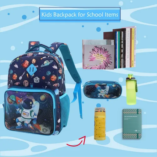 Vista 6 de HAPPYSUNNY Mochila para niños de 15 pulgadas para niñas y niños, mochila escolar para niños de 3 a 5 años, regalo de Navidad, Galaxy 15', Mochilas