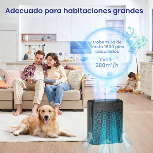 Vista 2 de YARIKI Purificadores de aire para el hogar y mascotas, cubre hasta 1500 pies cuadrados, filtro H13 HEPA con pre-filtro lavable, limpiador de aire