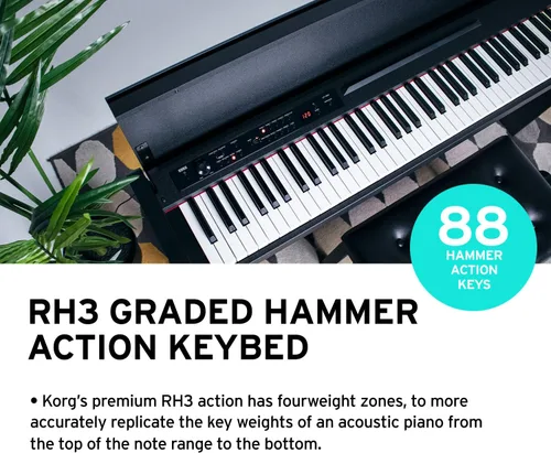 Vista 14 de Korg LP-380U - Piano digital para el hogar con teclado de 88 teclas y soporte, palisandro Rosewood