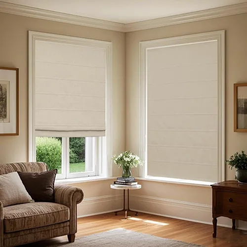 Vista 5 de DEJAVU Persianas romanas inalámbricas para ventanas, persianas romanas de ventana de tela con forro lavable beige, persianas romanas personalizadas