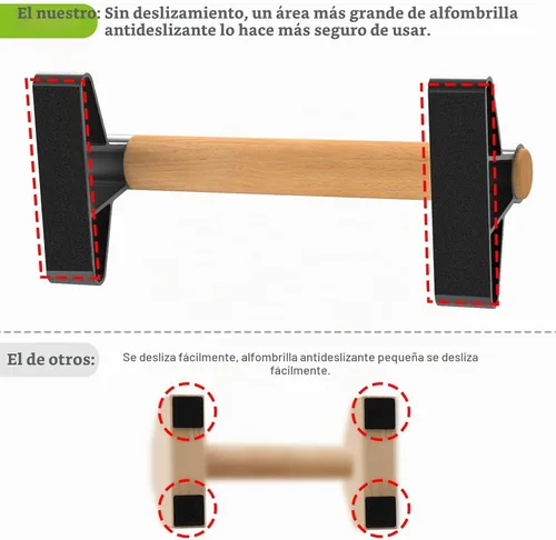 Vista 3 de SELEWARE Wood Push Up Bars Steel Calisthenic Parallette Bars Handstand Bars A: Agarre de madera (15.7"L x 4"H)