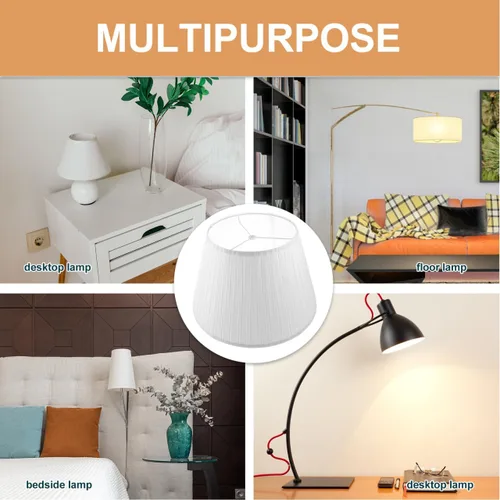Vista 7 de PRETYZOOM Pantallas plisadas medianas para lámpara de mesa, lámpara de pared, luces de pie, cubierta de lámpara de lino blanco, pantalla de repuesto