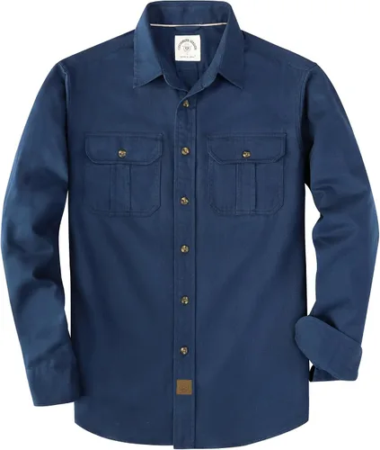 Vista 9 de Dubinik® Camisa de manga larga con botones para hombre, estilo casual, de trabajo, con dos bolsillos, de algodón, ajuste regular, vintage