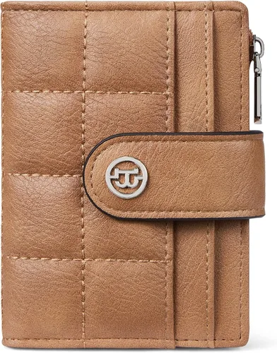 Vista 11 de BOSTANTEN - Cartera pequeña para mujer de cuero con bloqueo RFID, tarjetero plegable compacto con cremallera y bolsillo para monedas, Pequeña Beige