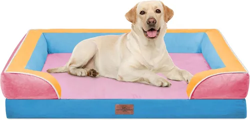 Vista 148 de Comfort Expression - Cama ortopédica para perros medianos, 28 x 19 pulgadas, cama impermeable y de apoyo de espuma con cojines removibles, sofá