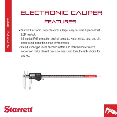 Vista 2 de Starrett Serie 798 calibrador, acero inoxidable, pulgadas/metros, para mediciones progresivas/profundidad/interior/exterior., 1