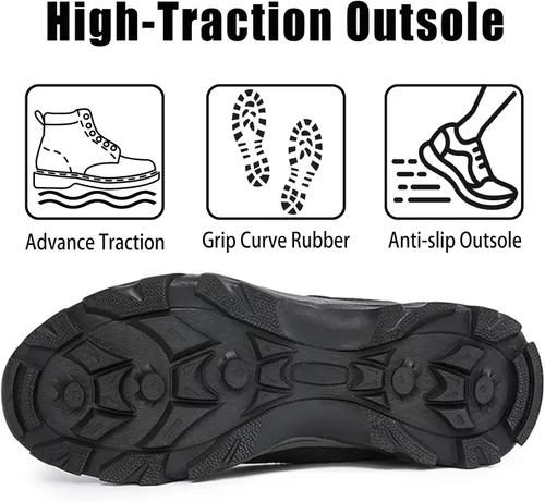 Vista 4 de CC-Los Zapatos de senderismo para hombre, zapatos de trabajo para exteriores, transpirables y ligeros, talla 7.5 a 14