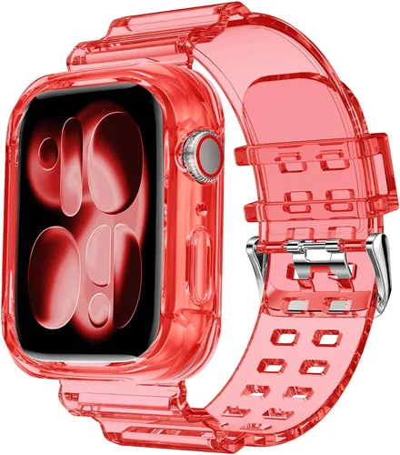 Vista 47 de DABAOZA - Correa transparente compatible con Apple Watch de 1.772 in y 1.732 in, con purpurina transparente Women Men,Glitter Bling TPU