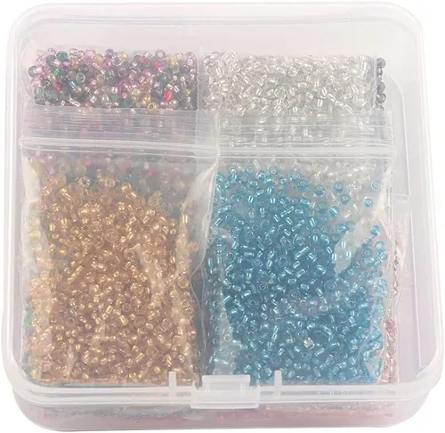 Vista 4 de Aproximadamente 7200 cuentas pequeñas de cristal de 0.079 pulgadas para hacer joyas de bricolaje, total de 12