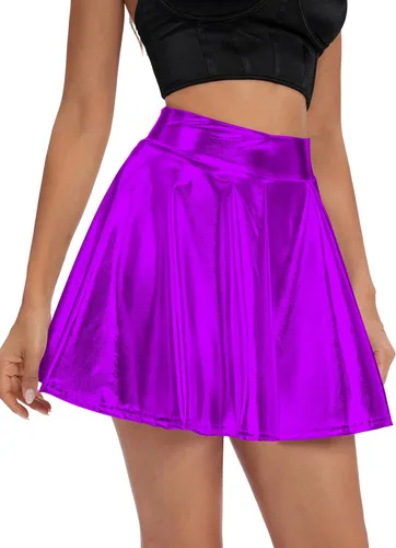 Vista 2 de Urban CoCo - minifalda skater, brillante y plisada para mujer