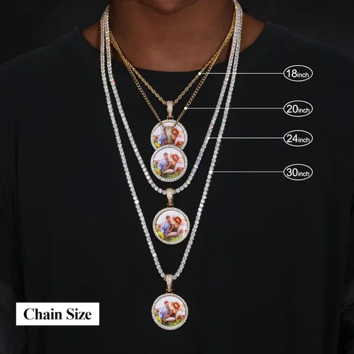Vista 7 de YIMERAIRE Collar personalizado con imagen chapado en oro de 18 quilates, negrooroplata, cadena circular personalizada con dije de placa de perro CZ