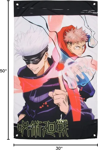 Vista 7 de JUST FUNKY Jujutsu Kaisen Tapiz JJK Manga Arte de pared Anime Decoración Satoru Gojo y Yuji Itadori 30 x 50 pulgadas