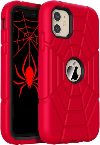Vista 9 de Grifobes Funda para iPhone 11/iPhone XR de 6.1 pulgadas, Silicona Gruesa 3 en 1 de Servicio Pesado Resistente a Golpes Robusta Protectora para Negro