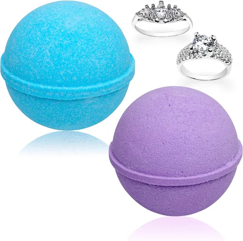 Vista 2 de Ocean Breeze - Juego de 2 bombas de baño de lavanda con anillo tamaño 6 en el interior, cada una fabricada en Estados Unidos