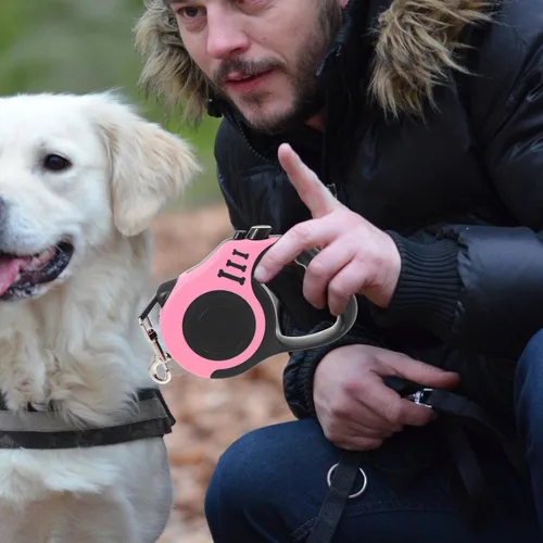 Vista 3 de POPETPOP Correa retráctil para perro, material de abdominales, portátil, accesorio para cachorros, mango cómodo, correa para caminar al aire libre
