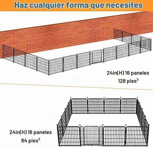 Vista 4 de Getlay Corralito para perros de 24 pulgadas de alto, 16 paneles de valla para perros al aire libre para patio. Corralito de metal resistente