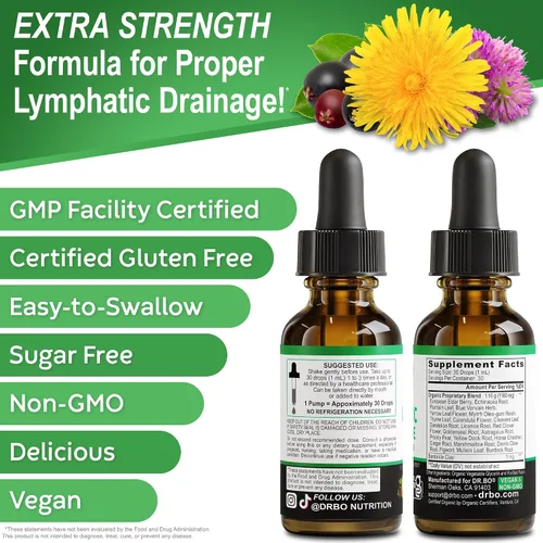 Vista 9 de Gotas de Suplementos de Drenaje Linfático - Gotas Líquidas Orgánicas de Apoyo Linfático para Limpieza con Equinácea, Suplemento de Apoyo del Sistema