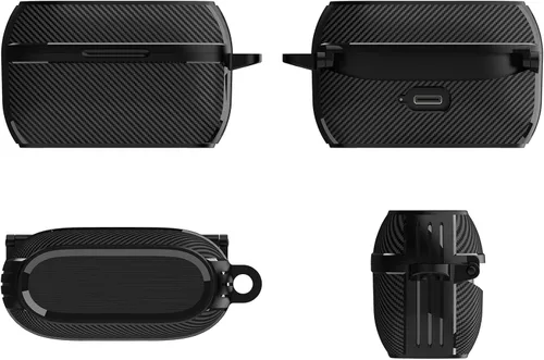 Vista 2 de Compatible con Jabra Elite 75t / Elite Active 75t Funda frontal LED visible de cuerpo completo TPU militar duro carcasa protectora con llavero