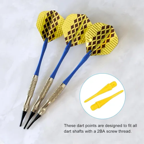 Vista 6 de PATIKIL Puntas de dardo de plástico, 2BA hilo suave puntas de dardo de repuesto de punta de plástico de punta suave accesorios de dardo Amarillo