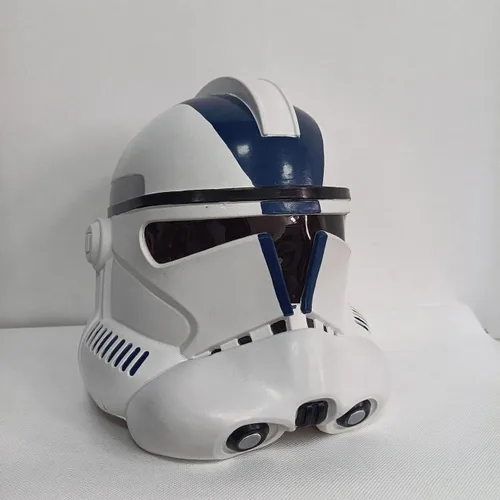 Vista 2 de Máscara de látex para casco de soldado clon, accesorios de disfraz de Halloween, accesorios de cosplay, Azul, Tamaño único