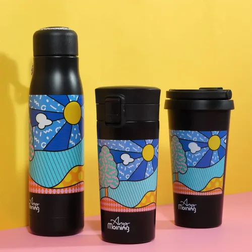 Vista 7 de Any Morning Vaso de café de acero inoxidable, 16 oz, negro