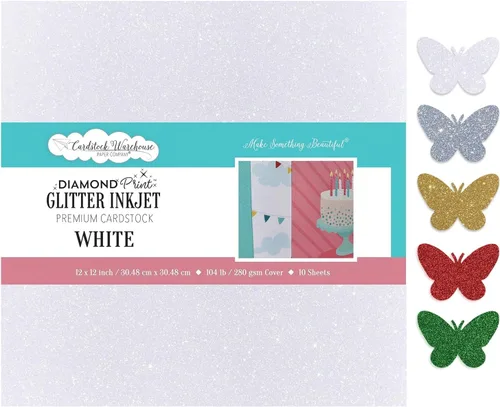 Vista 13 de Cardstock Warehouse Diamond Print Inkjet Glitter - Papel de cartulina con purpurina dorada de alta calidad, 15 hojas, 8.5 x 11 pulgadas, 104